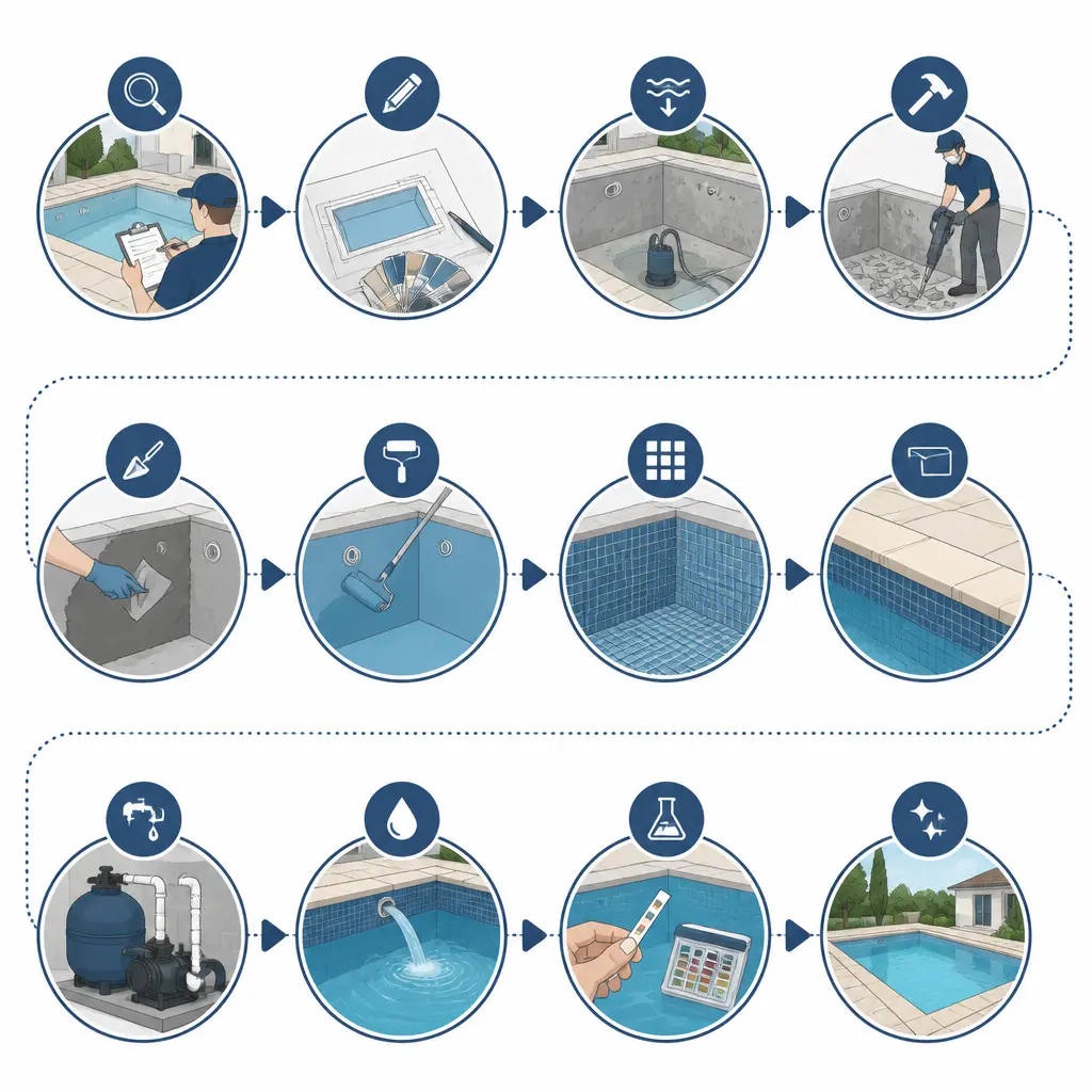 Schéma technique — rénovation piscine aix en provence