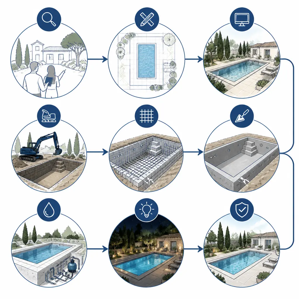 Schéma technique — amenagement piscine aix en provence
