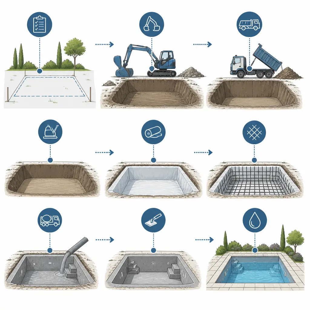 Schéma technique — terrassement piscine aix en provence